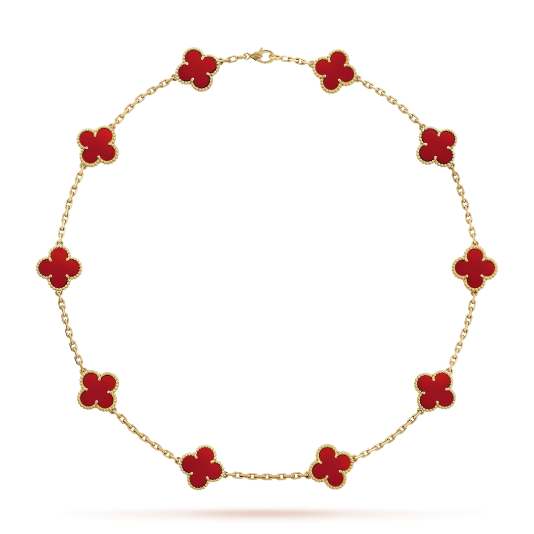 Belle Vante Necklace 10 Motifs Carnelian 18K Yellow Gold