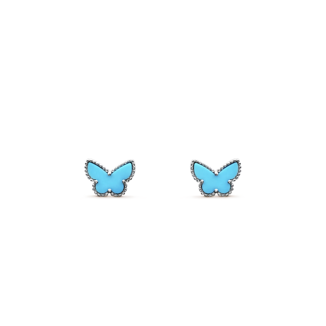 Belle Vante Butterfly Earrings Turquoise 18K White Gold