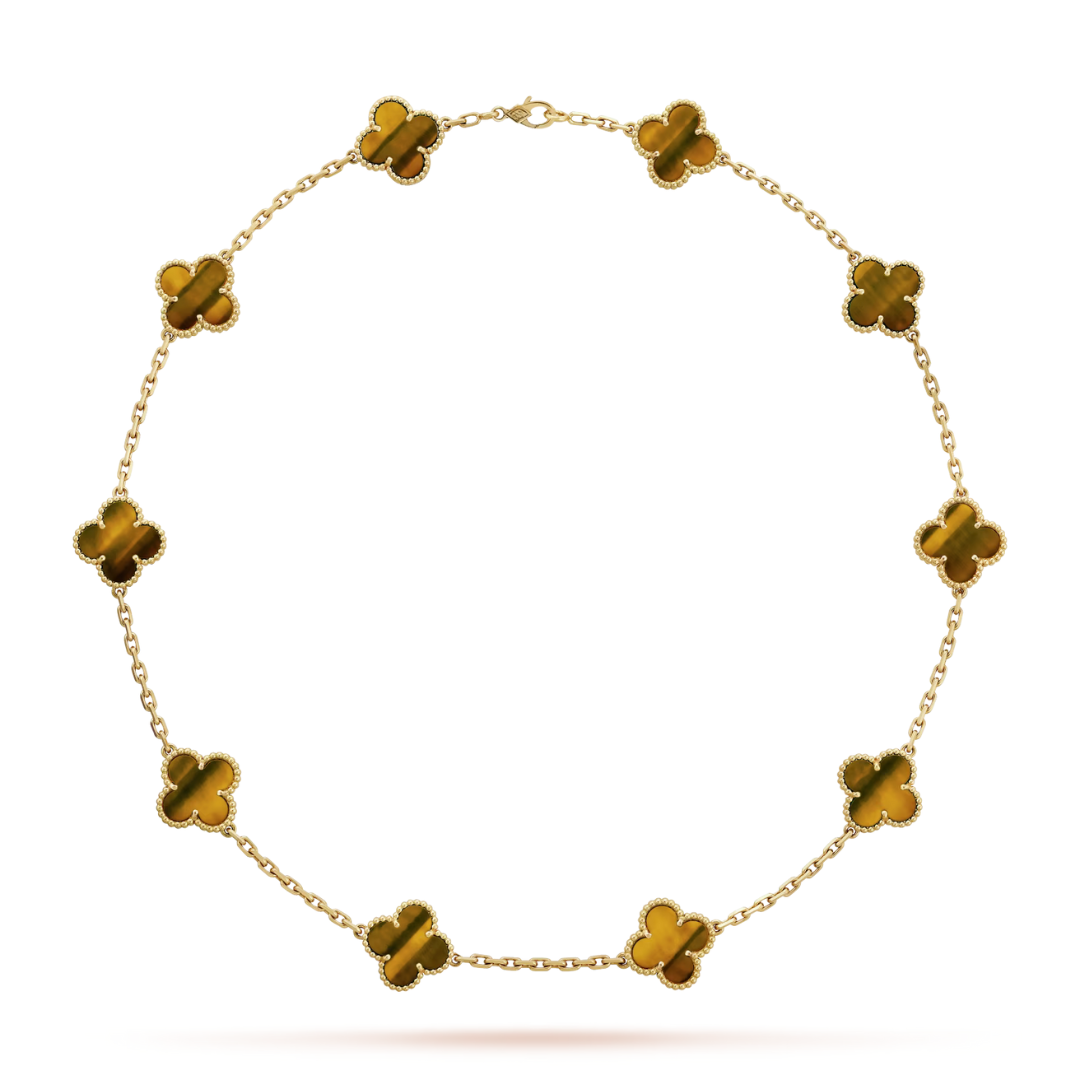 Belle Vante Necklace 10 Motifs Tiger Eye 18K Yellow Gold