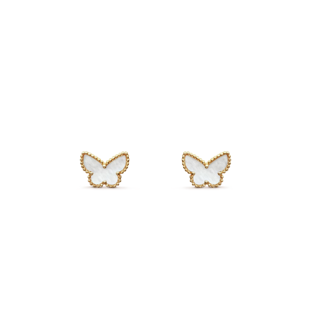 Belle Vante Butterfly Earrings Mother-Of-Pearl 18K Yellow Gold