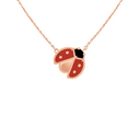 Belle Vante Pendant Open Wings Ladybug Carnelian and Onyx 18K Rose Gold