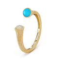 Perlée Couleurs Bracelet Medium Model in 18K Yellow Gold with Diamonds and Turquoise