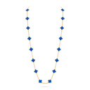 Vintage Alhambra 20 Motifs Long Necklace in 18K Yellow Gold with Blue Agate