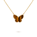 Lucky Alhambra Butterfly Pendant in 18K Yellow Gold with Tiger Eye