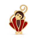 Lucky Animals Monkey Clip in 18K Yellow Gold with Carnelian